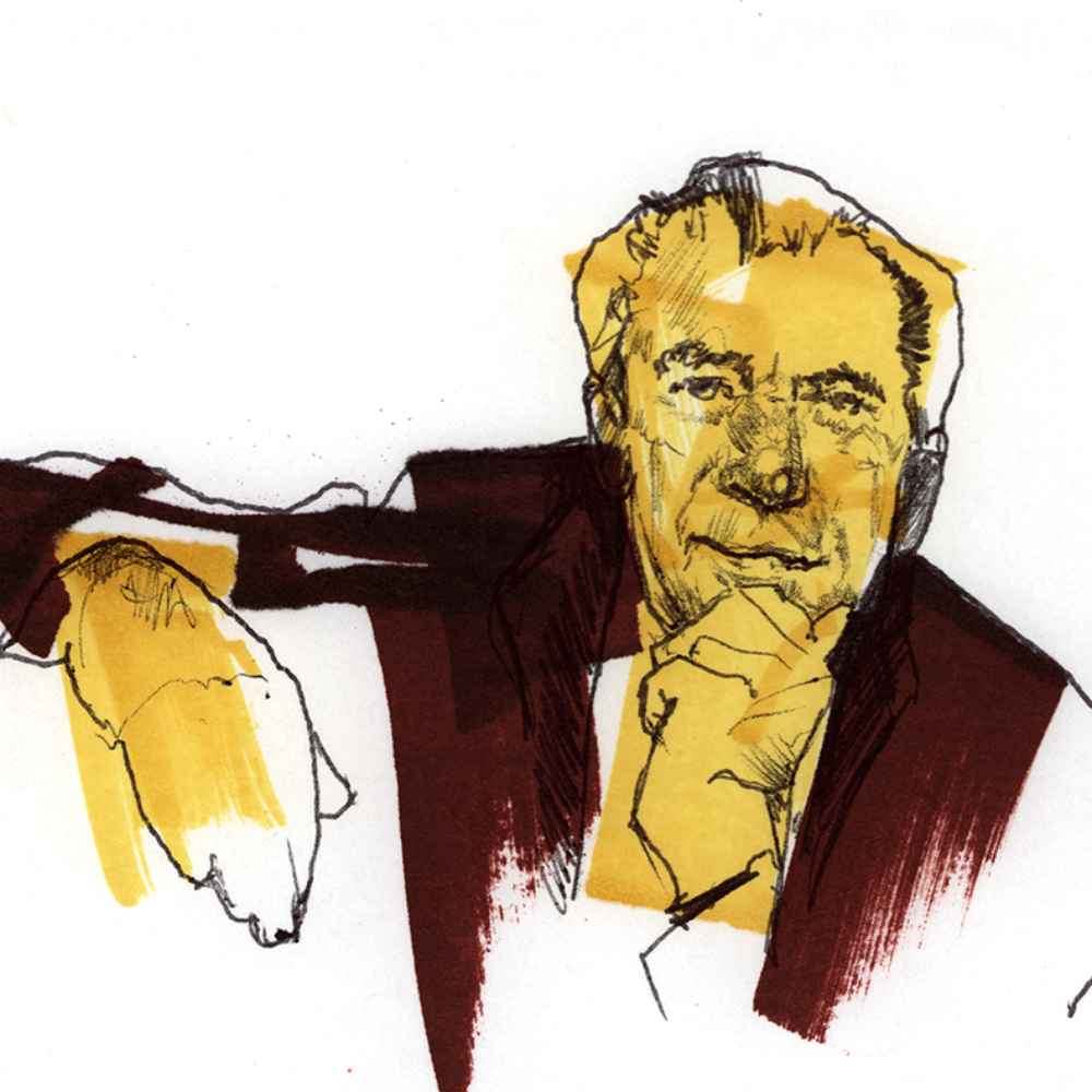 Original marker and ink drawing of Richard Nixon