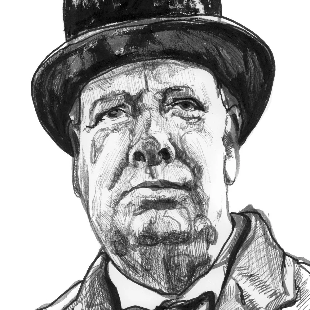 “Resolve” — Winston Churchill Ink Portrait (6×9)