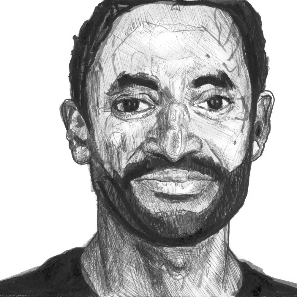 “The Contrarian” — Chamath Palihapitiya Ink Portrait (6×9)