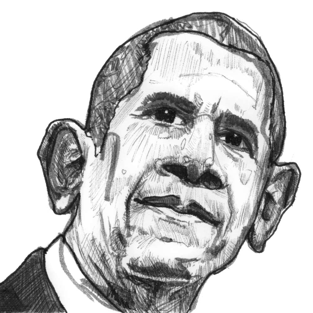 The Upward Gaze — Barack Obama Ink Portrait (4×6)